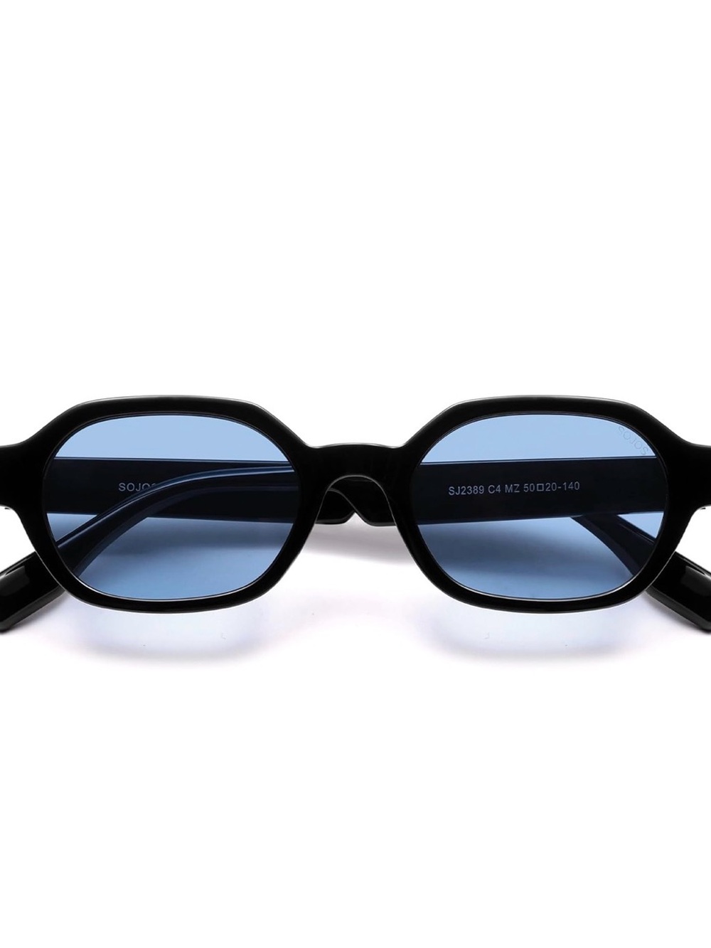 Black Frame Retro Sunglasses with Blue Lenses